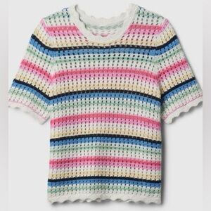 GAP Crochet Sweater T-shirt Multi Stripe